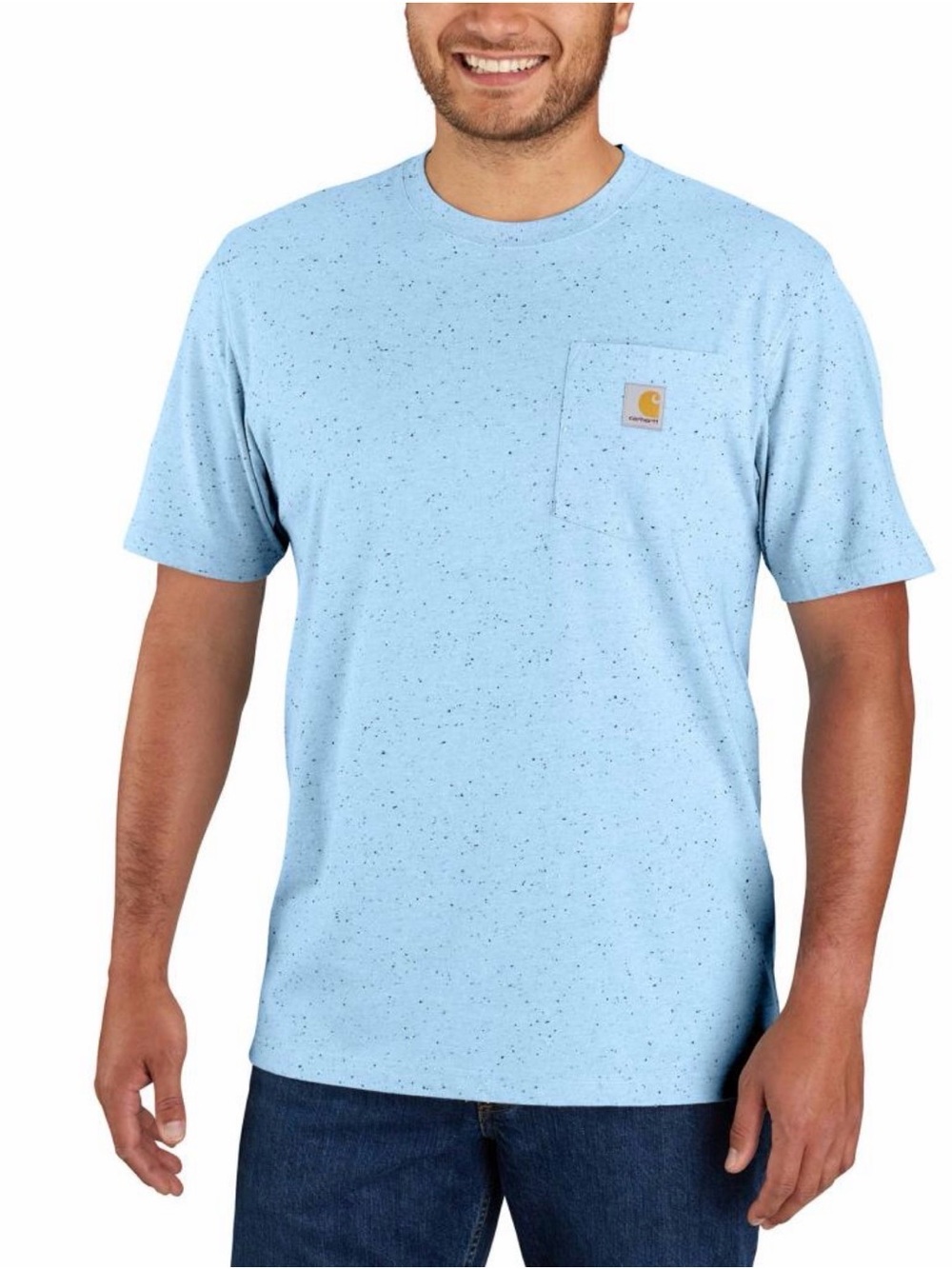 Carhartt Men's Light Blue Speckled Pocket T-Shirt 4XL